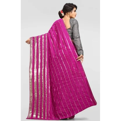 Women's Vichitra Saree with Blouse (Pink, 5-6 Mtrs) - Image 2