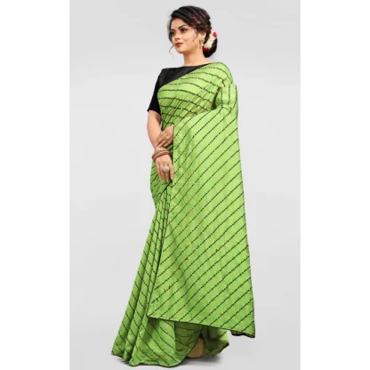 Women's Vichitra Saree with Blouse (LightGreen, 5-6 Mtrs) - Image 3