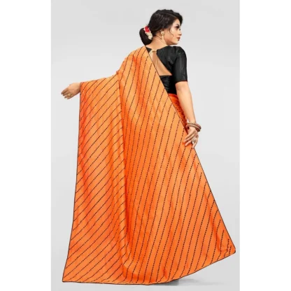 Women's Vichitra Saree with Blouse (Orange, 5-6 Mtrs) - Image 2