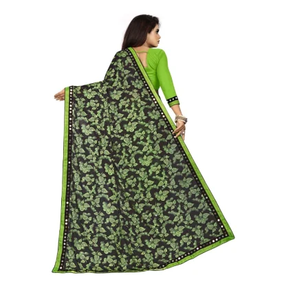 Women's Lycra Blend Saree with Blouse (Pista, 5-6 Mtrs) - Image 2