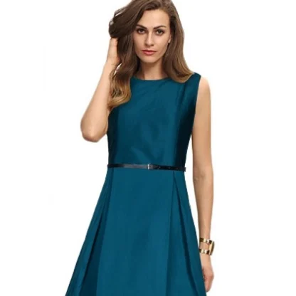 Women's Taffeta Silk Western Wear Flare Long Gown (Sea Green) - Image 3