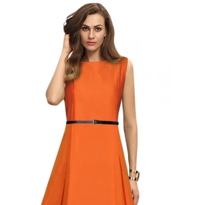 Women's Taffeta Silk Western Wear Flare Long Gown (Orange) - Image 3