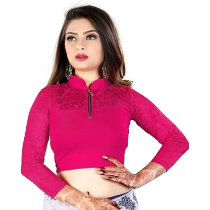 Women's 3/4 th Sleeve Cotton Lycra Readymade Blouse (Pink, Free Size)