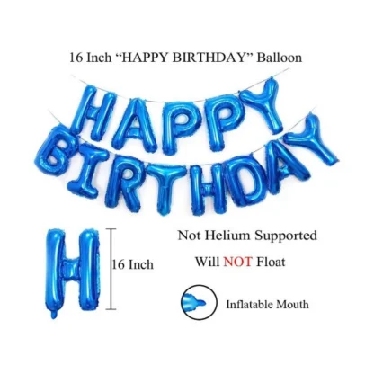 14Th Happy Birthday Decoration Combo With Foil And Star Balloons (Blue, Silver) - Image 3