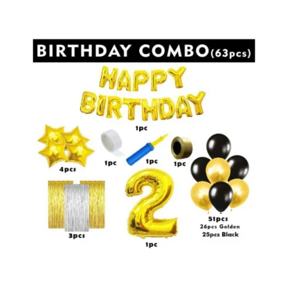 2Nd Birthday Golden Theme Decoration Items (Multicolor) - Image 2