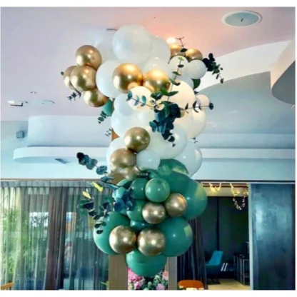 Birthday Decoration Combo Of Gold Birthday Banner, Metallic Balloons, Balloonpump (Multicolor) - Image 2