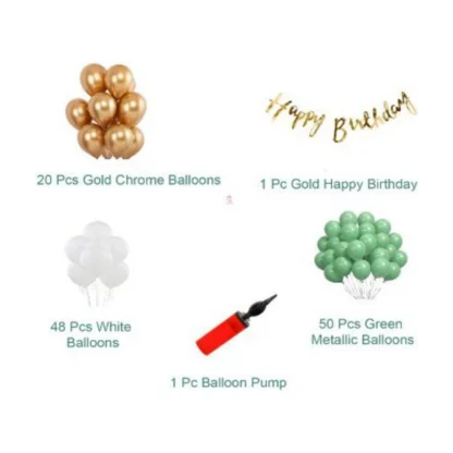 Birthday Decoration Combo Of Gold Birthday Banner, Metallic Balloons, Balloonpump (Multicolor) - Image 3