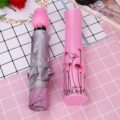 Rose Umbrella Lightweight Waterproof UV Protection Mini Folding Creative Rose Flower Case Canvas Plastic Umbrella with Waterproof and Compact Bottle for Monsoon and Summer (Assorted) - Image 4