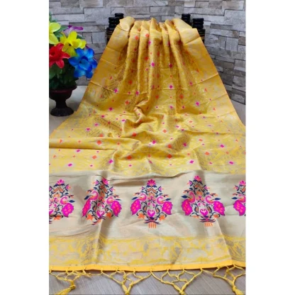 Women's Silk Pure Zari weaving Duppatta (Mustard Yellow, Length: 2-2.3 Mtrs) - Image 2