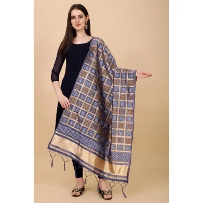 Women's Silk Pure weaving Work Duppatta (Grey, Length: 2-2.3 Mtrs) - Image 3