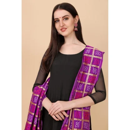 Women's Silk Pure weaving Work Duppatta (Purple, Length: 2-2.3 Mtrs) - Image 2