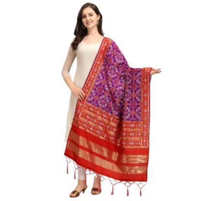 Women's Silk Pure weaving Work Duppatta (Purple, Length: 2-2.3 Mtrs) - Image 2