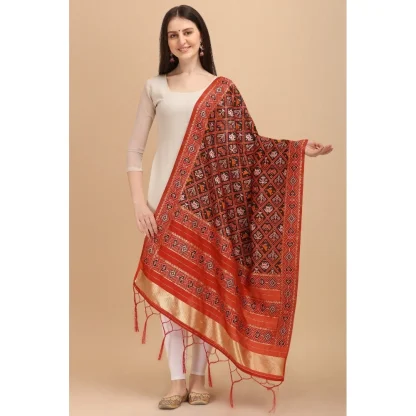 Women's Silk Pure Zari weaving Duppatta (Maroon, Length: 2-2.3 Mtrs) - Image 2