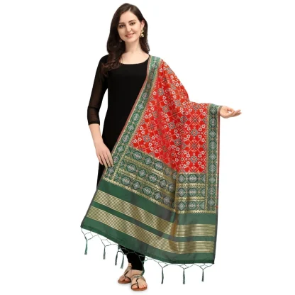 Women's Silk Pure weaving Work Duppatta (Red, Length: 2-2.3 Mtrs) - Image 2