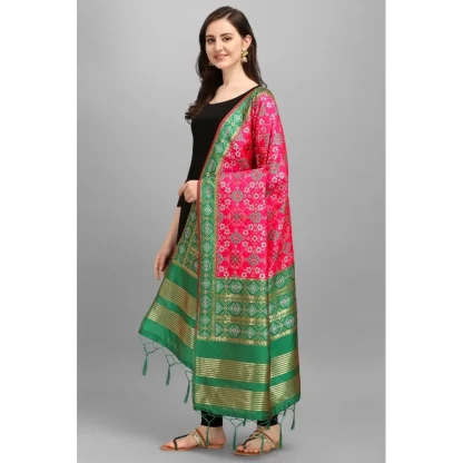 Women's Silk Pure weaving Work Duppatta (Pink, Length: 2-2.3 Mtrs) - Image 2