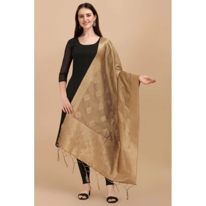 Women's Silk Pure Zari weaving Duppatta (Beige, Length: 2-2.3 Mtrs) - Image 2