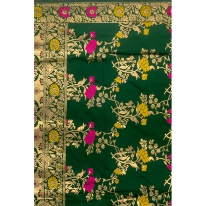 Women's Silk Pure Zari weaving Duppatta (Green, Length: 2-2.3 Mtrs) - Image 2