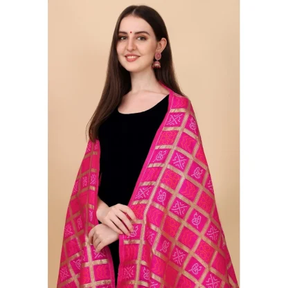 Women's Silk Pure weaving Work Duppatta (Pink, Length: 2-2.3 Mtrs) - Image 2