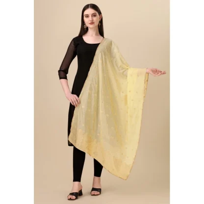 Women's Silk Pure Zari weaving Duppatta (Beige, Length: 2-2.3 Mtrs) - Image 2