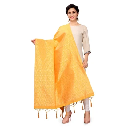 Women's Silk Pure weaving Work Duppatta (Honey, Length: 2-2.3 Mtrs) - Image 2