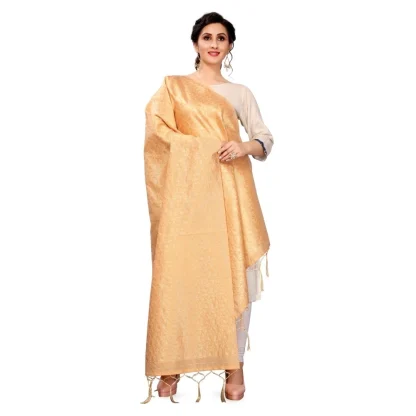 Women's Silk Pure weaving Work Duppatta (Beige, Length: 2-2.3 Mtrs) - Image 2