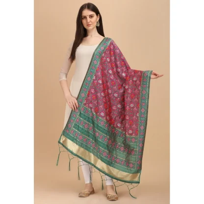 Women's Silk Pure Zari weaving Duppatta (Purple, Length: 2-2.3 Mtrs) - Image 2