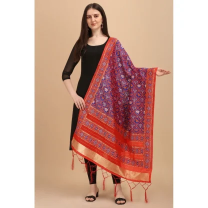 Women's Silk Pure Zari weaving Duppatta (Purple, Length: 2-2.3 Mtrs) - Image 2