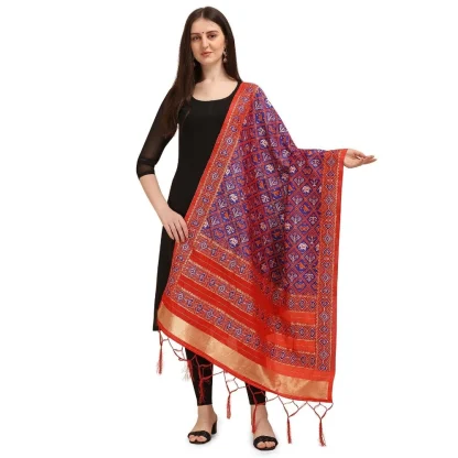 Women's Silk Pure Zari weaving Duppatta (Purple, Length: 2-2.3 Mtrs)