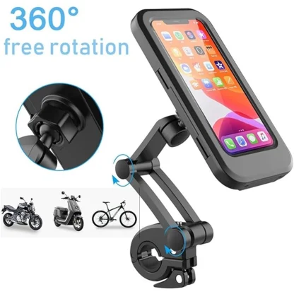 Phone Mount Waterproof Cell Phone Holder 360° Rotation (Black) - Image 3