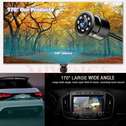 Car Rear View Backup Camera 170 Wide Angle Hd Cmos Auto Parking Assistance Reverse (Black) - Image 2