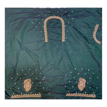 Women's Cotton Silk Embroidered Unstitched Blouse Piece (Dark Green, 80-100 cm)