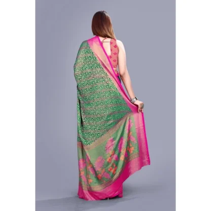 Women's Viscose Rayon Printed Saree With Unstitched Blouse (Rama) - Image 3