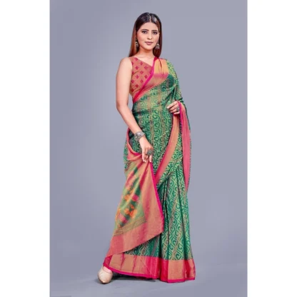 Women's Viscose Rayon Printed Saree With Unstitched Blouse (Rama) - Image 5