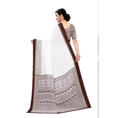 Women's Georgette Printed Saree With Unstitched Blouse (Coffee) - Image 2