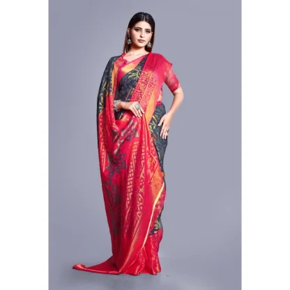 Women's Viscose Rayon Printed Saree With Unstitched Blouse (Grey) - Image 4