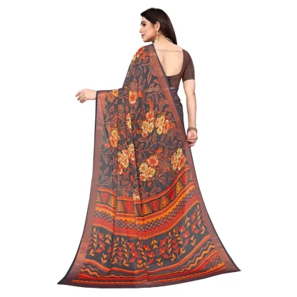 Women's Viscose Rayon Printed Saree With Unstitched Blouse (Grey) - Image 2