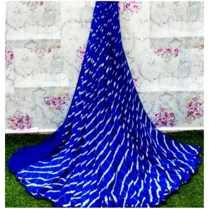 Women's Georgette Printed Saree With Unstitched Blouse (Blue)