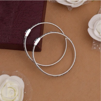 Silver Color 1 Pair Of Oxidised Kids Bangles Size: 1.6 - Image 2