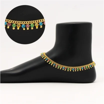 Women's Multi Color Rhinestone Anklets (Free Size: Upto 10") - Image 2