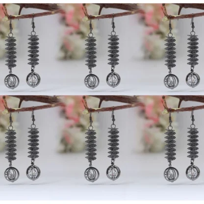 Women's Black Color Antique Earrings Combo Of 6 Pairs