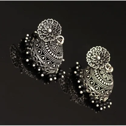 Women's Oxidised Silver Plated Black Color Earrings Jewellery - Image 3