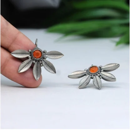 Women's Orange Color Oxidised Earrings