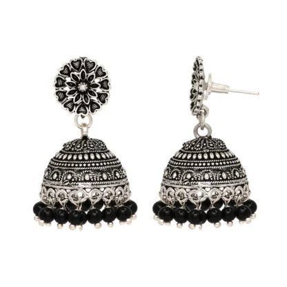 Women's Oxidised Silver Plated Black Color Earrings Jewellery - Image 4