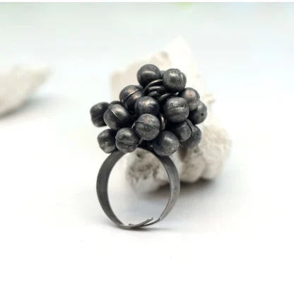 Women's Silver Color Oxidised Adjustable Ring - Image 2