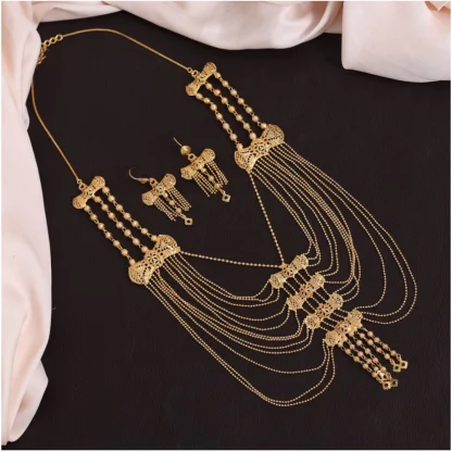 Women's Gold Color Gold Plated Necklace Set Adjustable Chain - Image 2