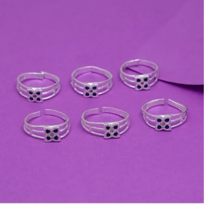 Women's Multi Color Assorted Design Adjustable Toe Rings Combo Of 3 Pairs