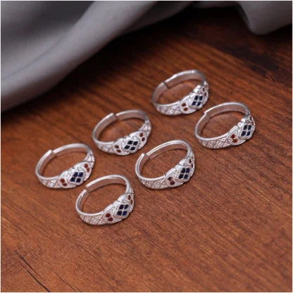 Women's Multi Color Assorted Design Toe Rings Combo Of 3 Pairs