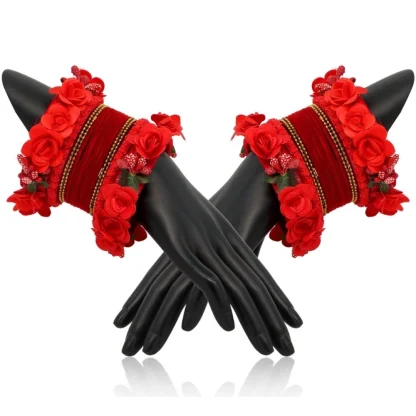 Women's Red Color Floral Bangles Set: 2.4 - Image 2