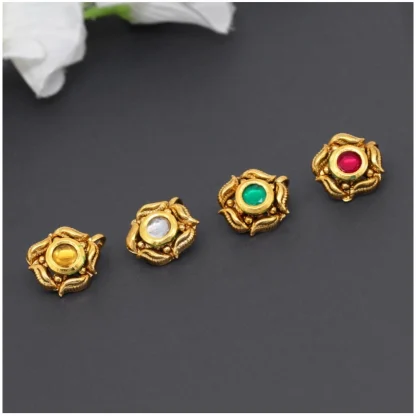 Women's Multi Color Kundan Nose Pin Combo Of 4 Pieces - Image 2