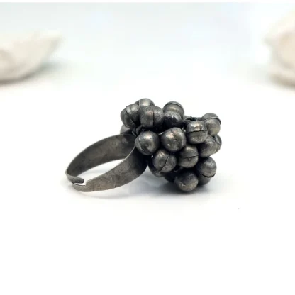 Women's Silver Color Oxidised Adjustable Ring - Image 3